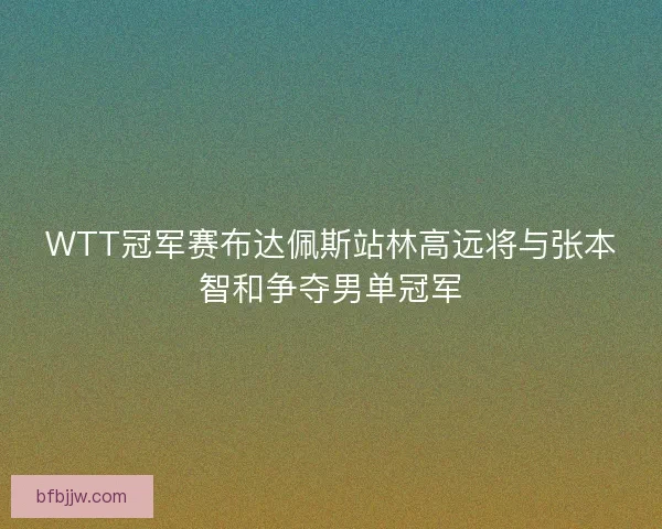 WTT冠军赛布达佩斯站林高远将与张本智和争夺男单冠军